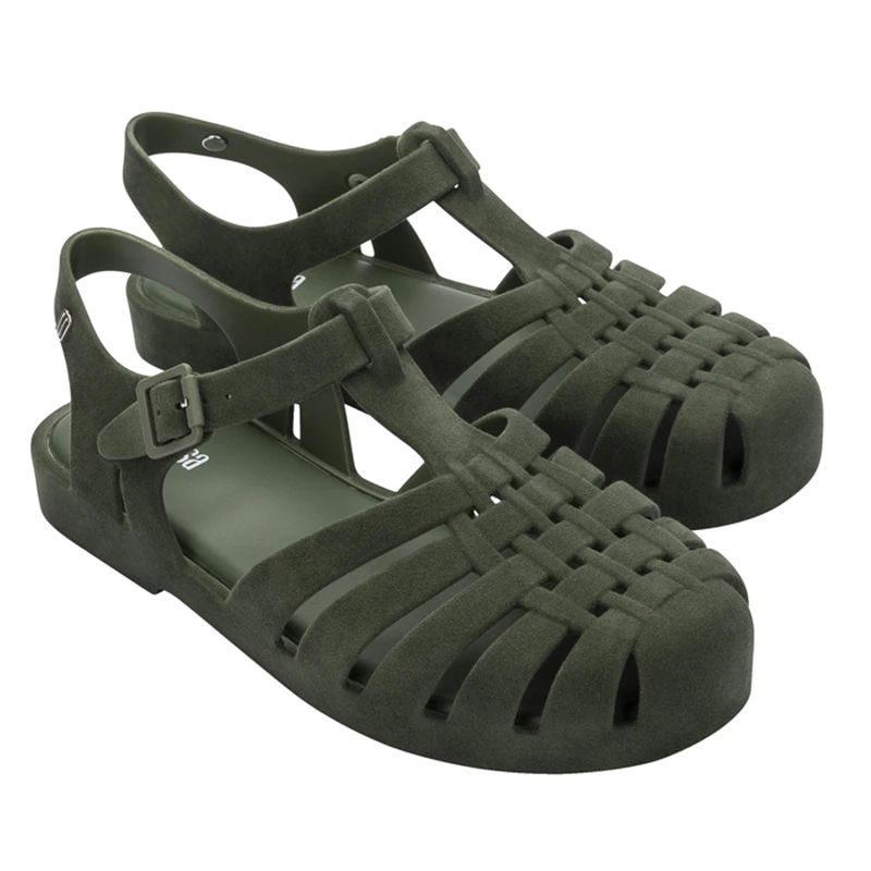 巴西香香鞋绒面复古罗马凉鞋洞洞鞋夏季女鞋平底包头休闲果冻鞋