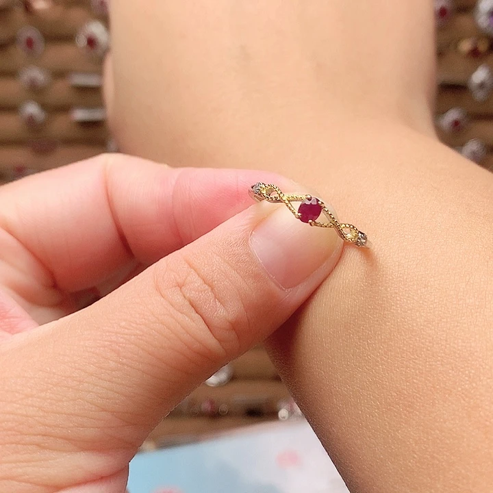 红宝石戒指银S925镶嵌