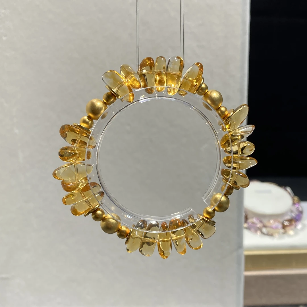 天然巴西暴力黄水晶金红料高净+S925纯银配饰女士时尚随行手串