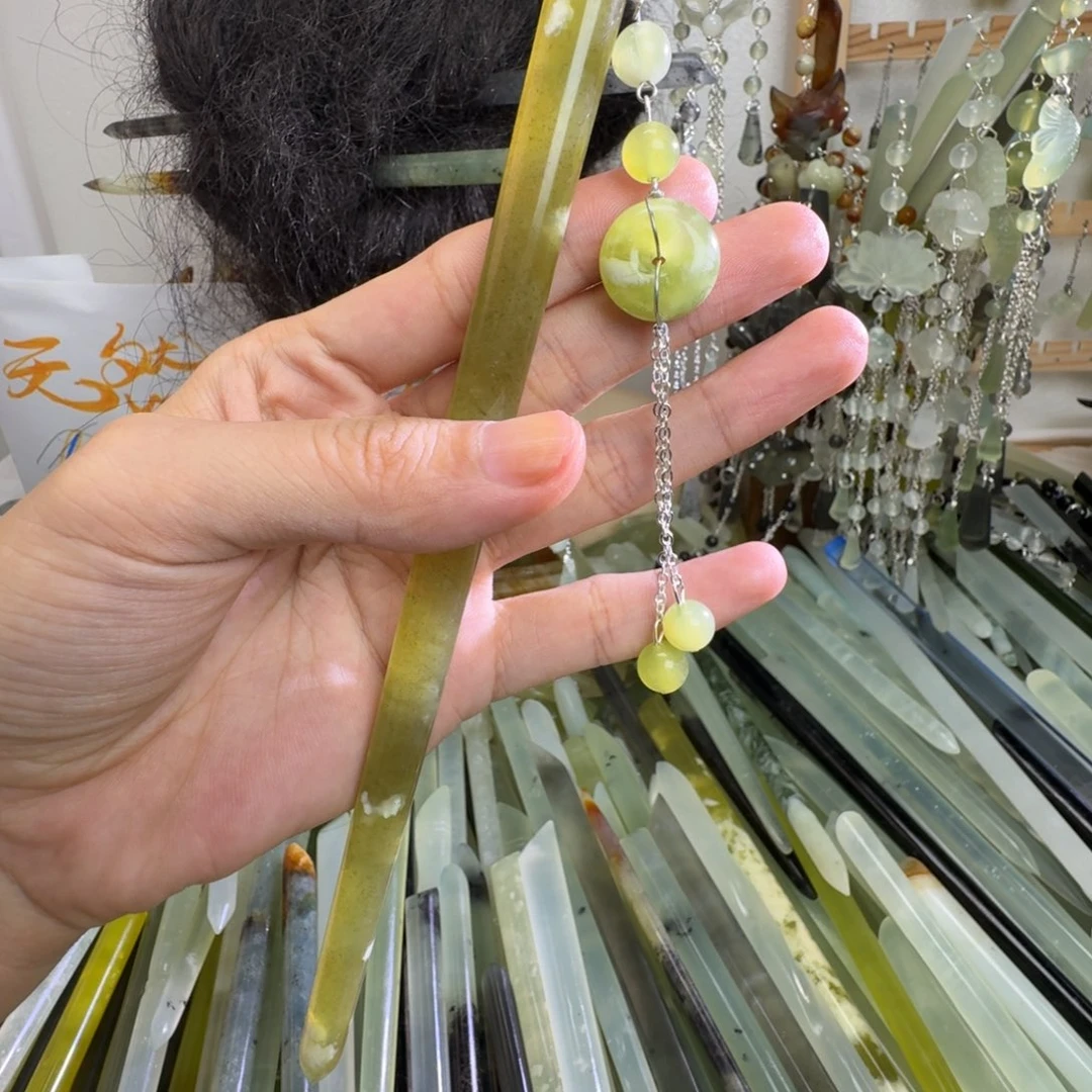 蛇纹石玉合金发饰