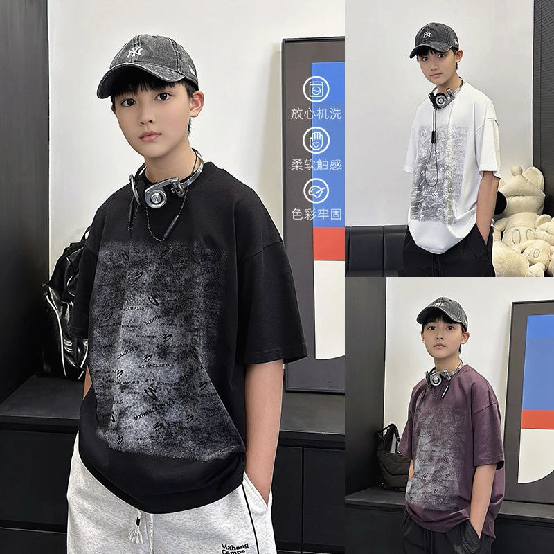 XT1728小赖家青少年2025年春夏中大童短袖T恤男童打底衫