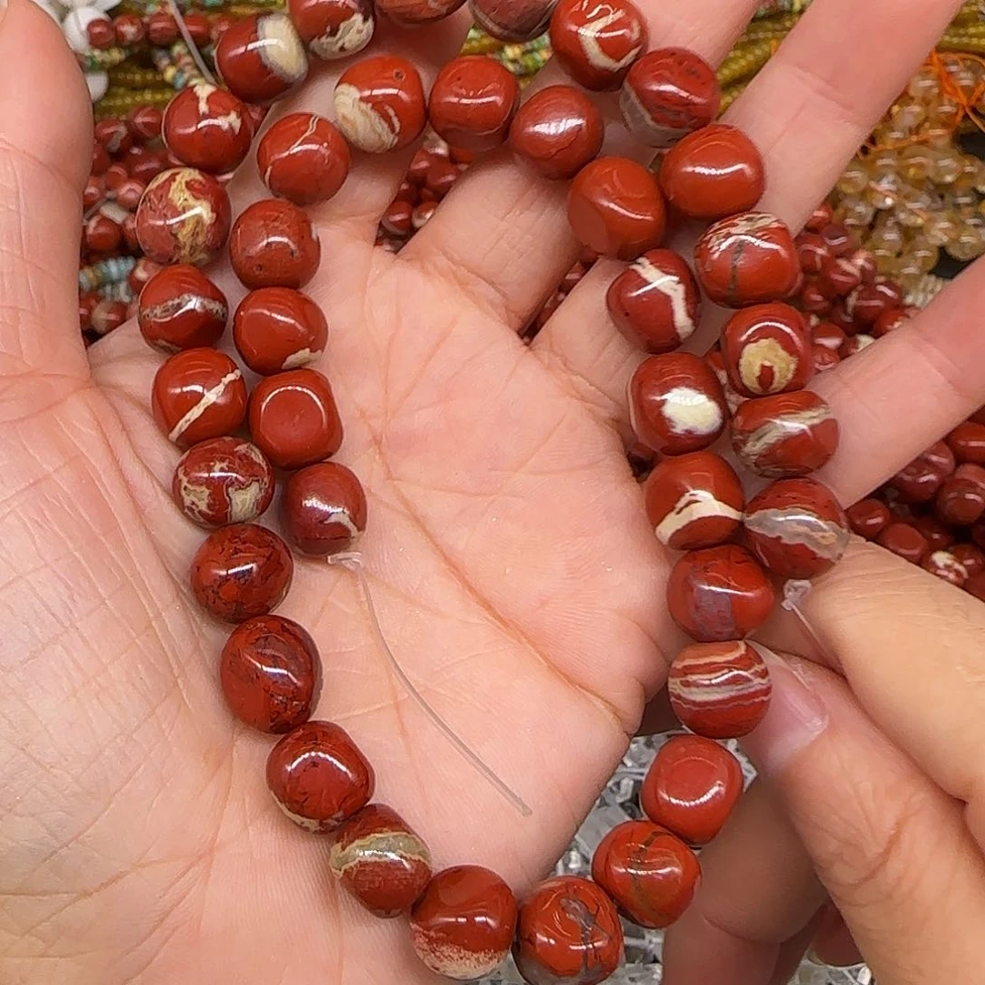 玛瑙/玉髓合金珠宝半成品非洲红石8-10mm一条