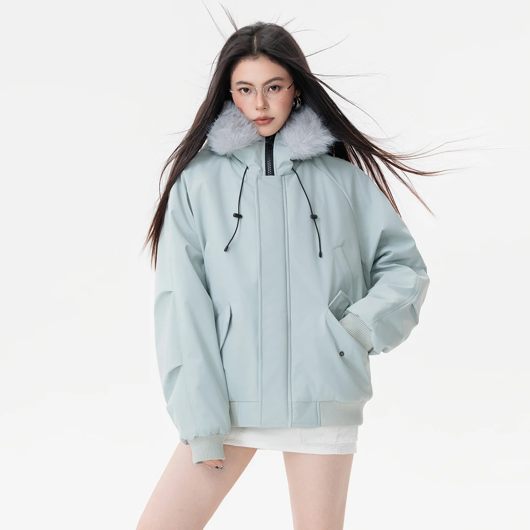 大口袋设计座山雕帽子可拆卸百搭防风御寒保暖痞帅棉服 男女同款