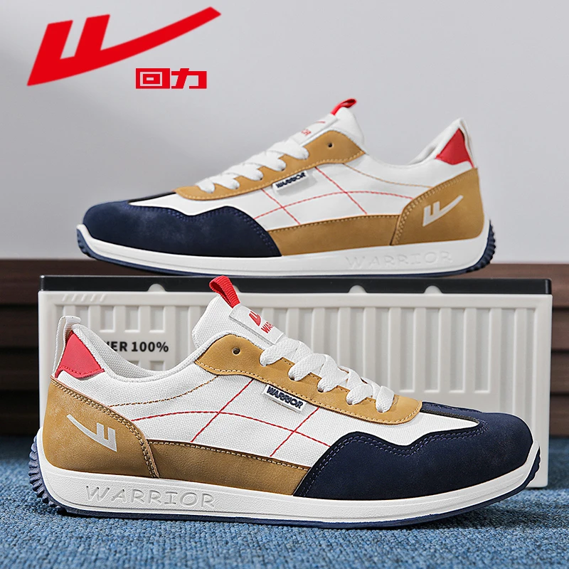 Warrior/回力春季潮流复古时尚跑步鞋皮面潮流百搭板鞋休闲男鞋子
