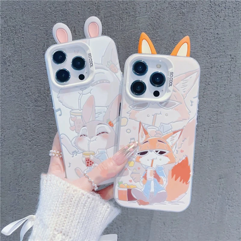 BANCA立体耳朵朱迪尼克适用苹果16/15手机壳华为p70vivo小米oppo