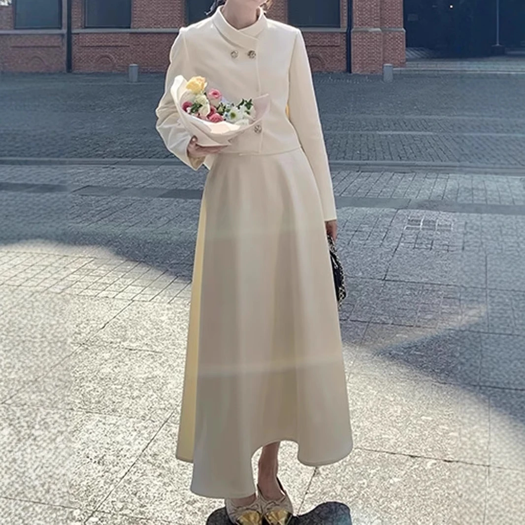 秋新款炸鸡欧尼逆光千金贵气露思小外套赫本伞裙显气质名媛套装套