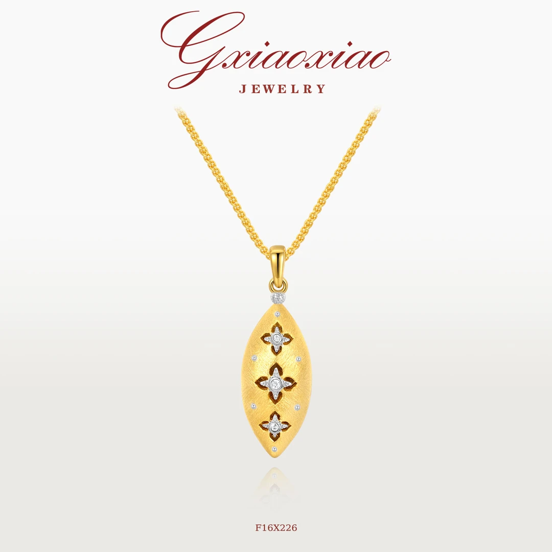 G XIAOXIAO 镀K金 【花语】轻奢气质精致金色四叶花项链 F16X226