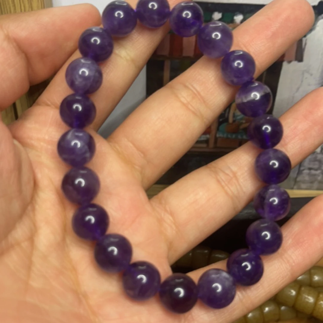 非金属仿水晶手链 天然紫水晶圆珠单圈适合女性作为闺蜜礼物