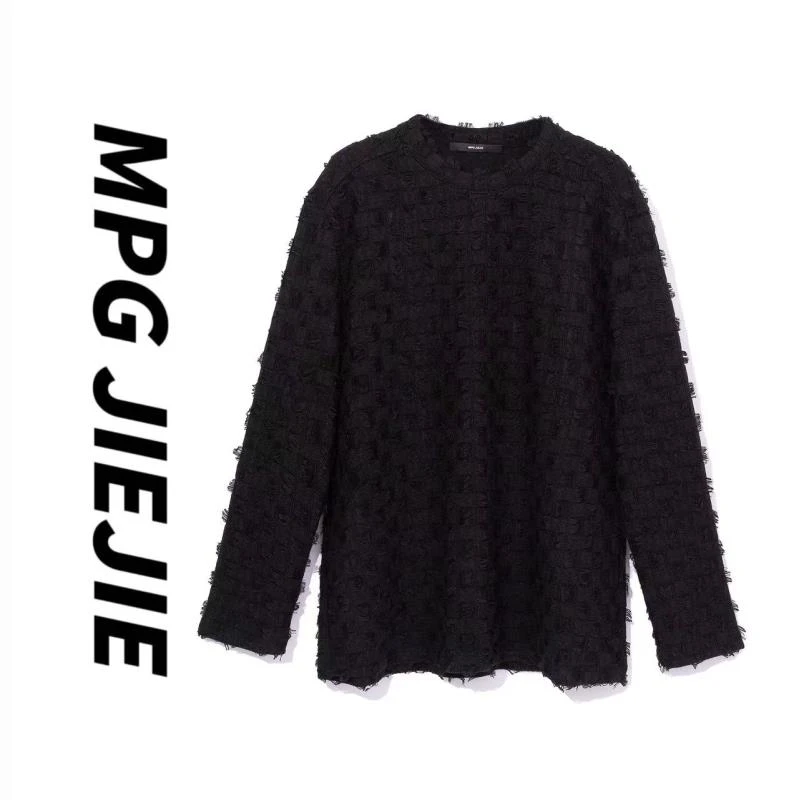 MPG JIEJIE【怀旧流苏】大码秋冬针织纸片人上衣休闲衫时尚长袖百搭