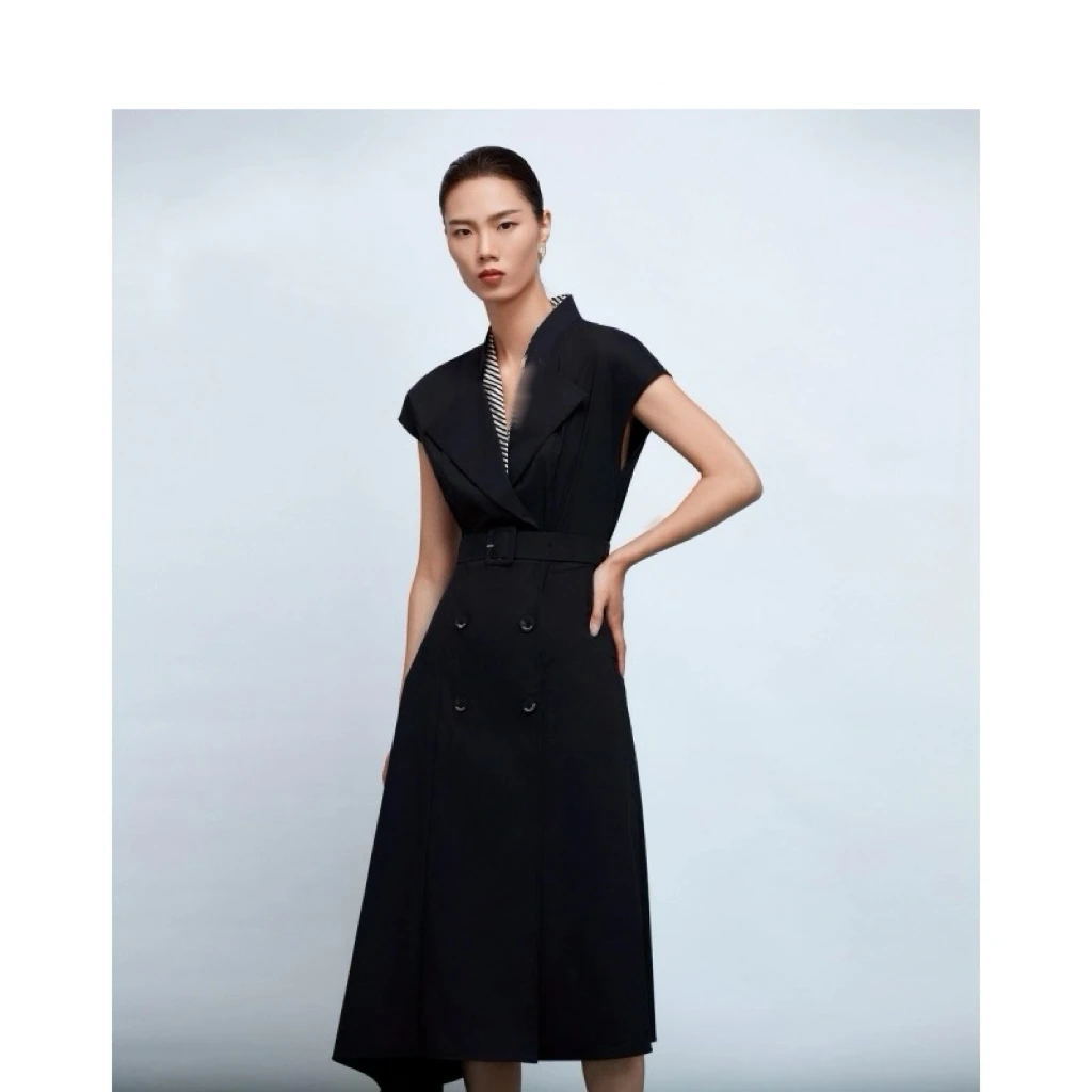 09 时尚通勤高级感撞色拼接气质西装连衣裙女