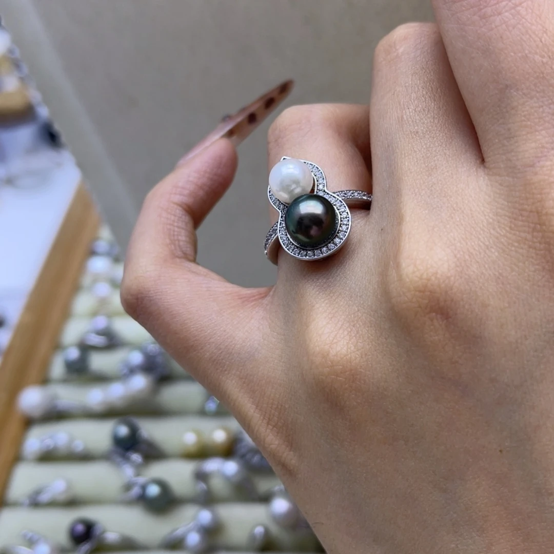 海水珍珠戒圈银S925镶嵌