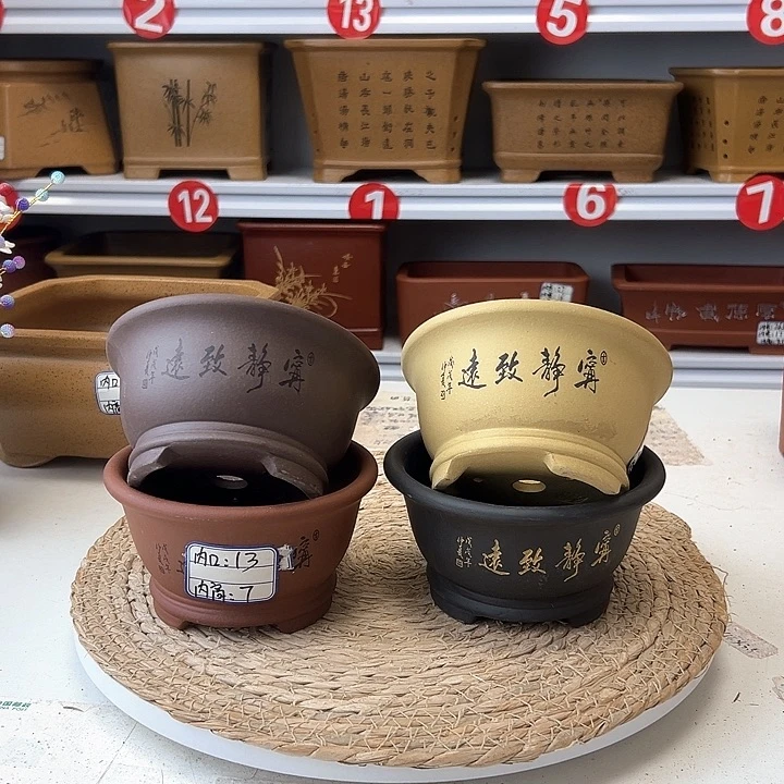 紫砂花盆蛇年大吉