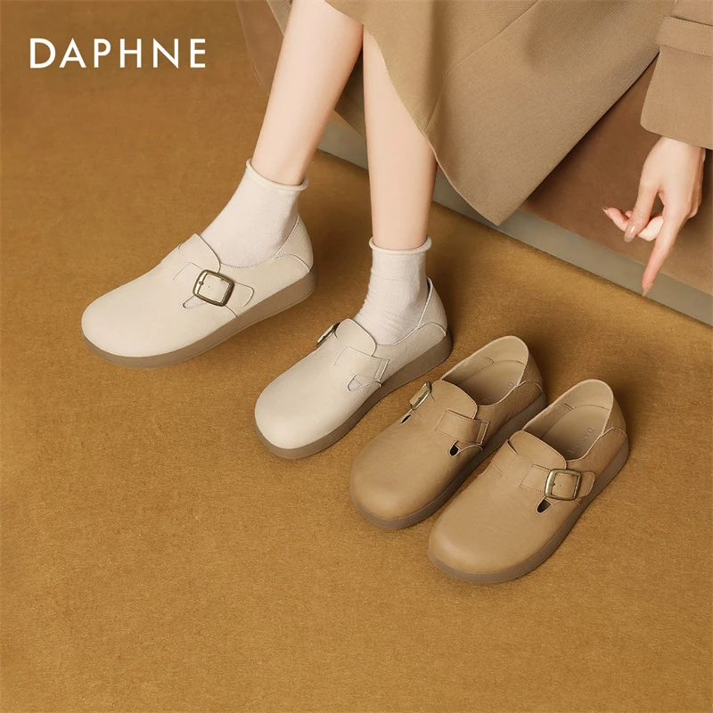 Daphne/达芙妮平底勃肯鞋女款2025春秋新款休闲单鞋复古软底女鞋
