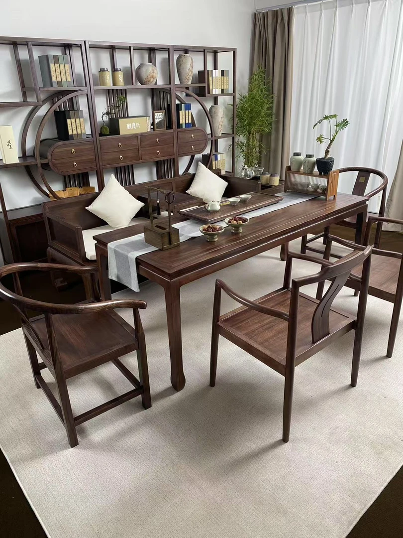 新中式黑胡桃木茶桌椅组合全实木茶几办公室家用干泡茶台专属链接