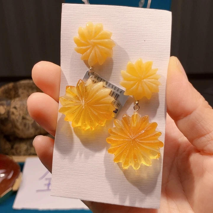 琥珀未镶嵌耳饰波兰设计款琥珀蜜蜡