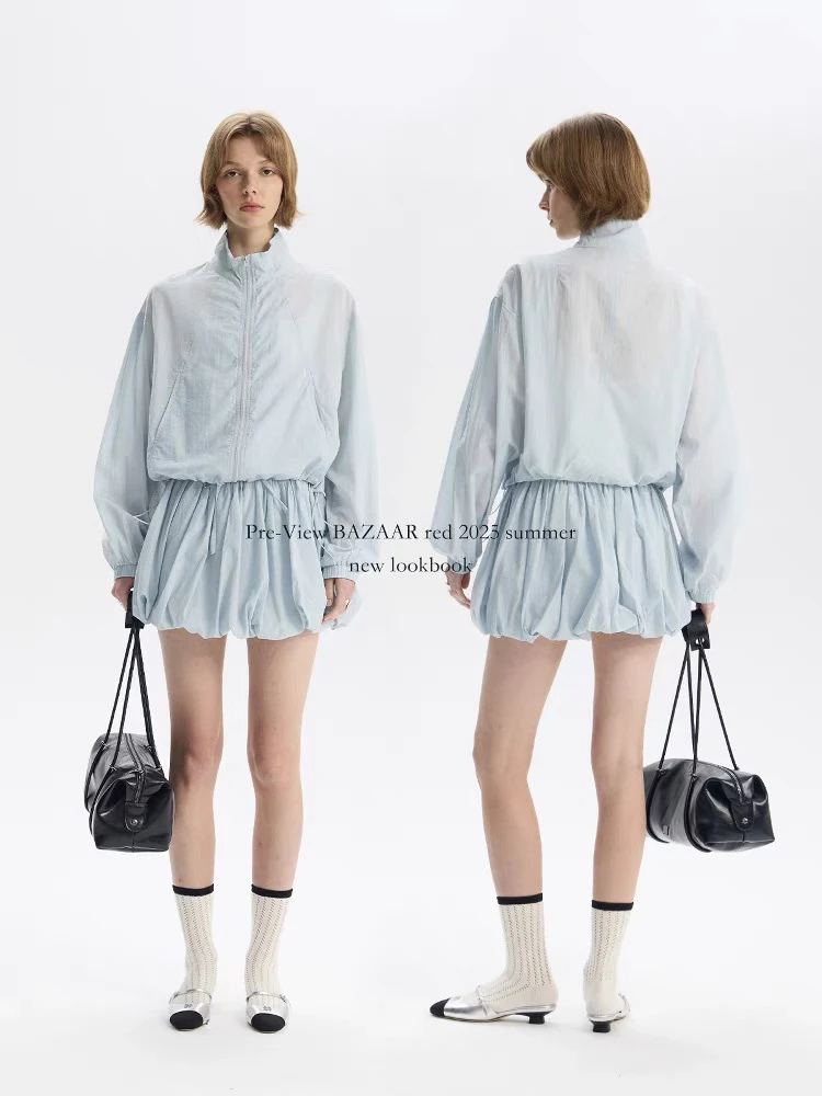 韩版时尚套装薄款宽松时尚白色女装防晒服休闲短款长袖