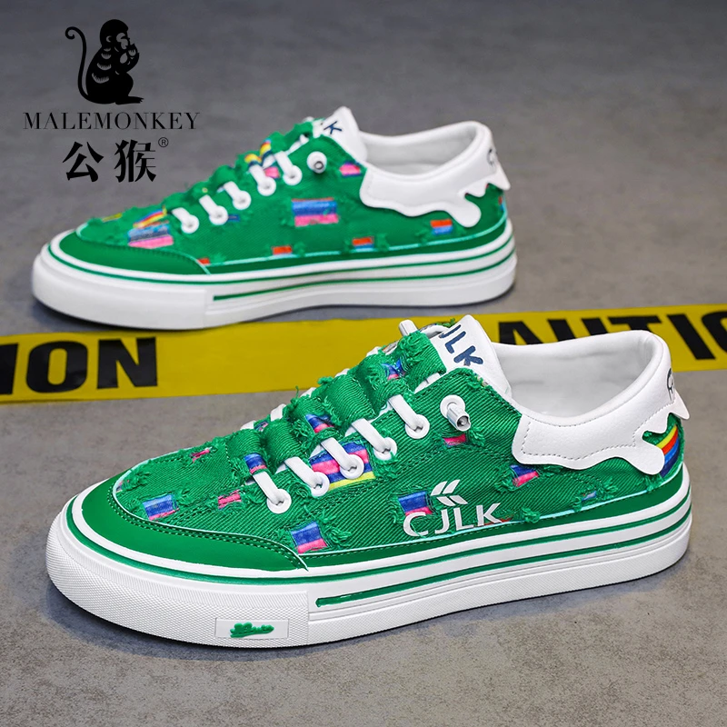 公猴百搭休闲男鞋夏季透气一脚蹬帆布鞋男士耐磨厚底运动板鞋CY61