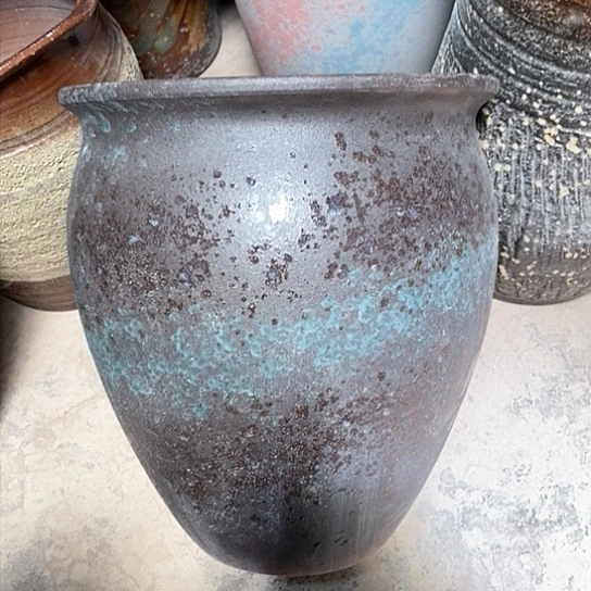 紫砂花盆口27高度30黑刷