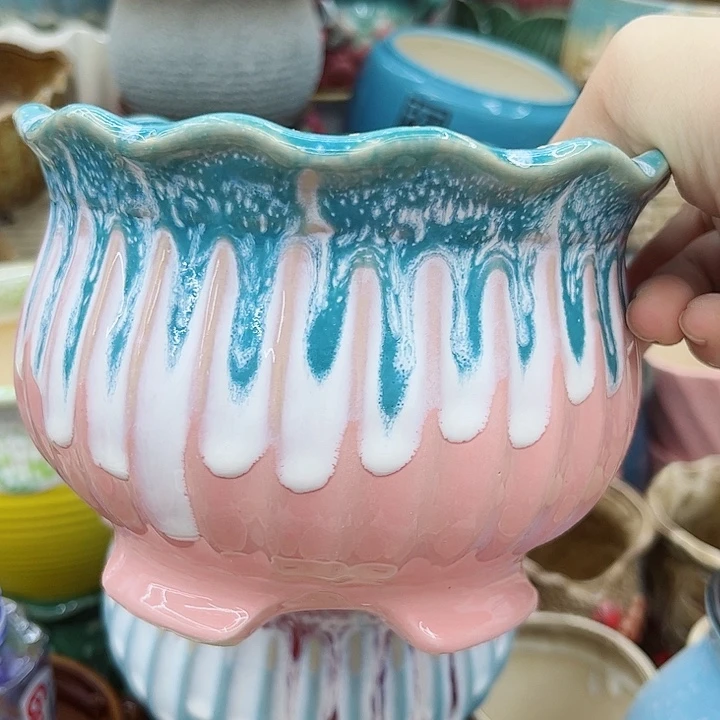 多肉绿植陶瓷花盆9.9包邮，有孔