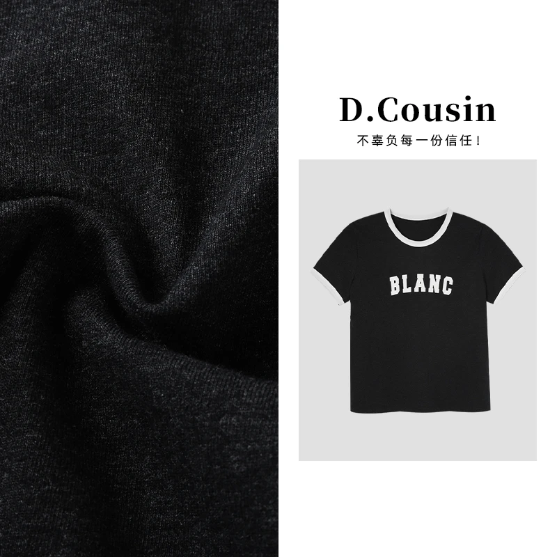 D.cousin  短袖修身字母印花半袖百搭显瘦上衣女   3041