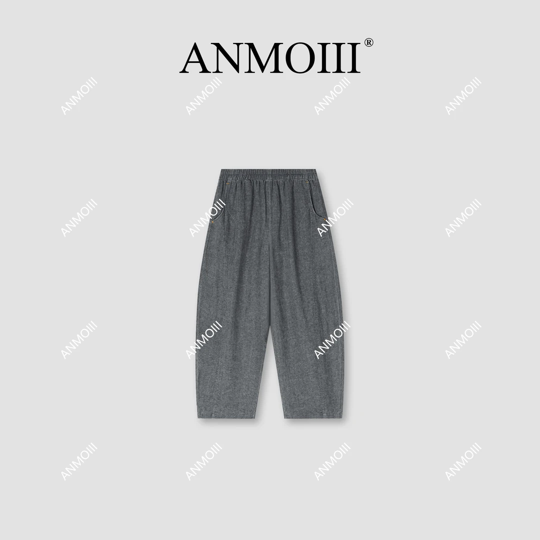 ANMOIII【梦夏】天丝亚麻九分裤夏天薄款女士新款裤子慵懒风裤子