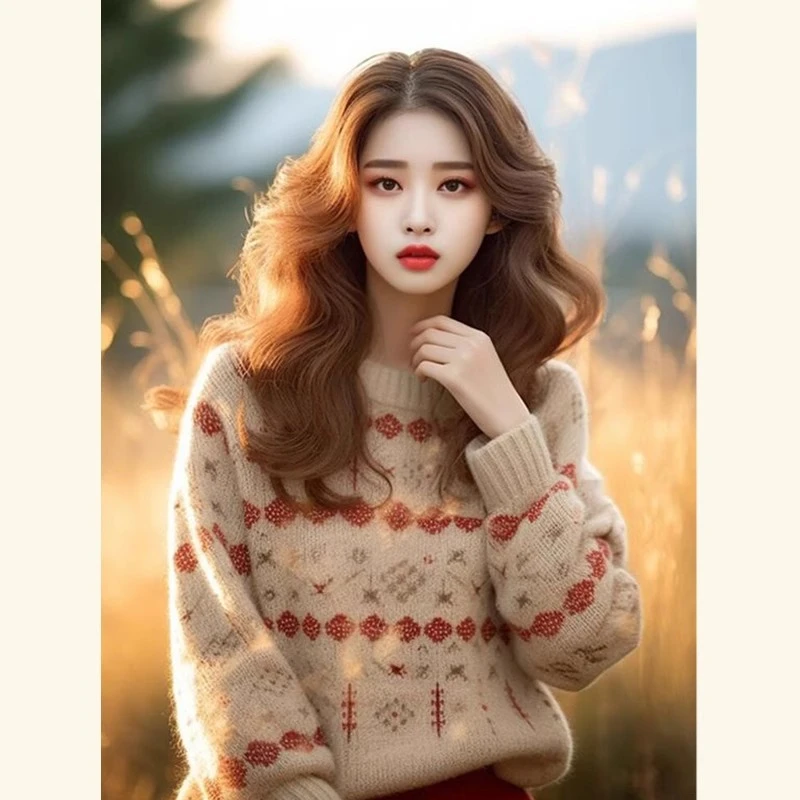 法式复古慵懒风软糯毛衣女秋冬新款宽松外穿针织衫上衣高级感冬季