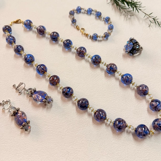 铜合金琉璃项链 【六六中古】孤品复古项链四件套ty2171链61手围18