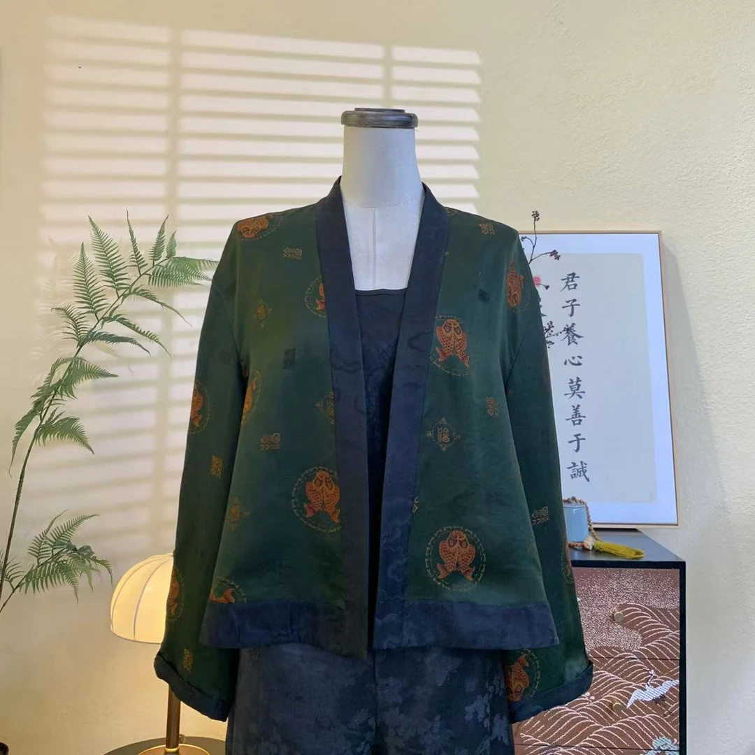 知羽.香云【清照】新中式桑蚕丝香云纱复古开衫外套新国风ZY3301