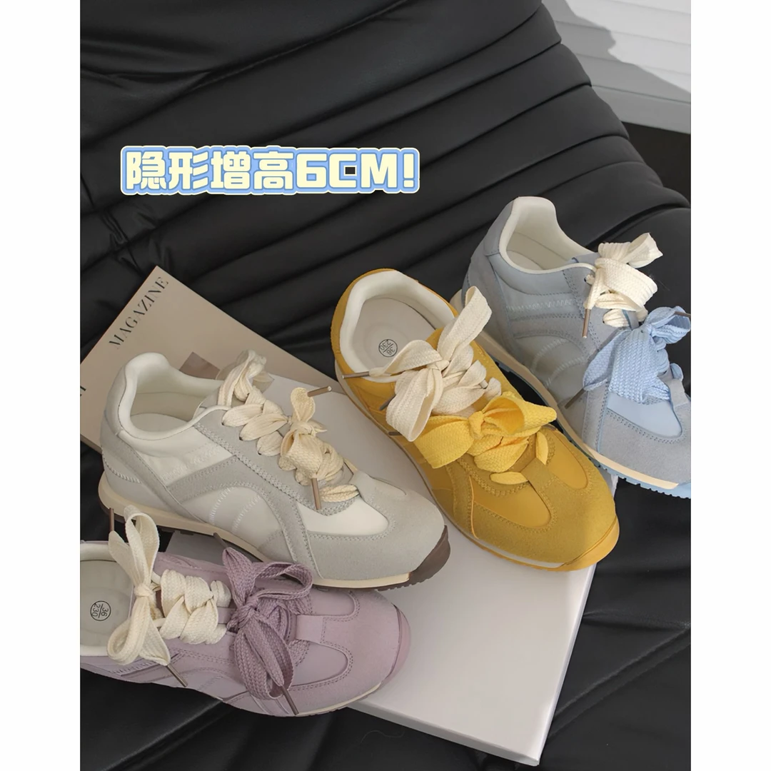 【增高6cm】2025春夏德训鞋女新款系带时尚运动透气休闲阿甘