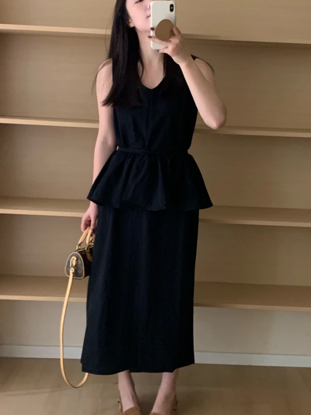 【梨花服饰】荷叶边可拆卸连衣裙