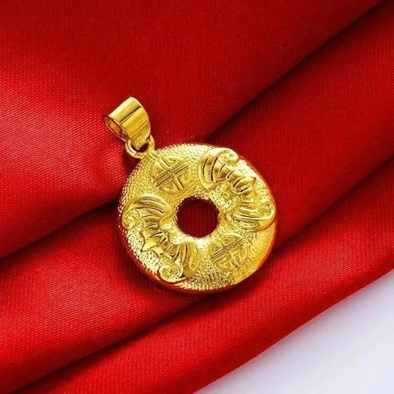 【T】K黄色时尚经典环环相绕如意平安扣吊坠【SCD05】