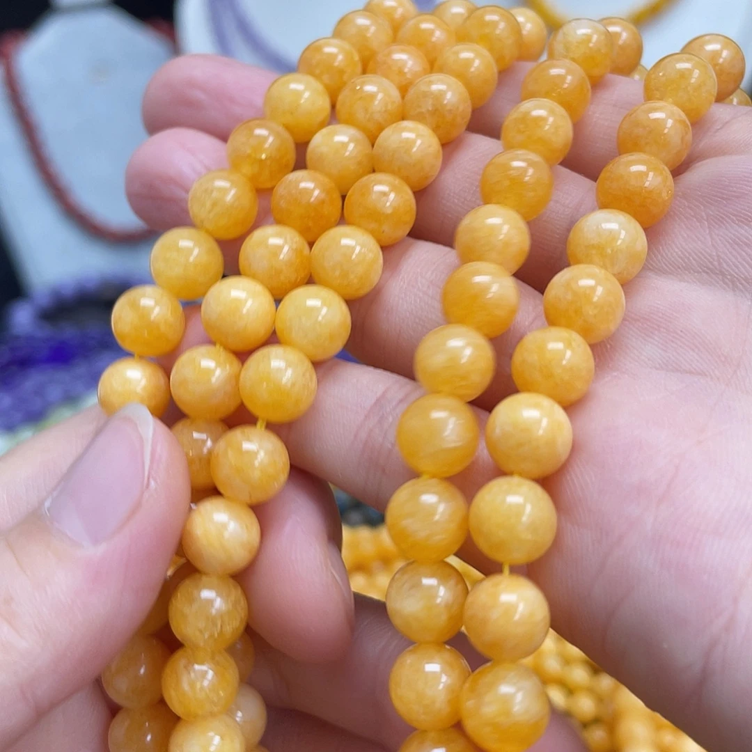 未镶嵌半成品玛瑙/玉髓蜜蜡黄玉8m散珠