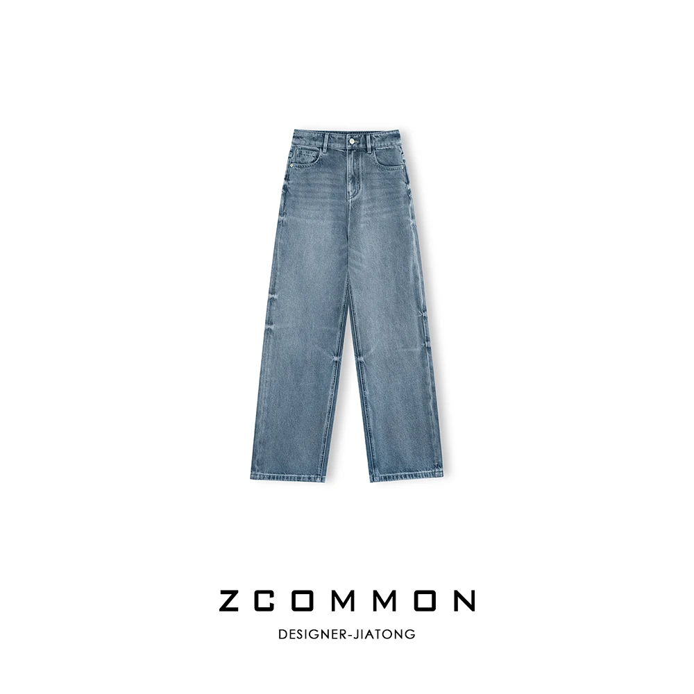 Z common土耳其牛仔复古百搭重工水洗做旧工艺阔腿牛仔裤2407001