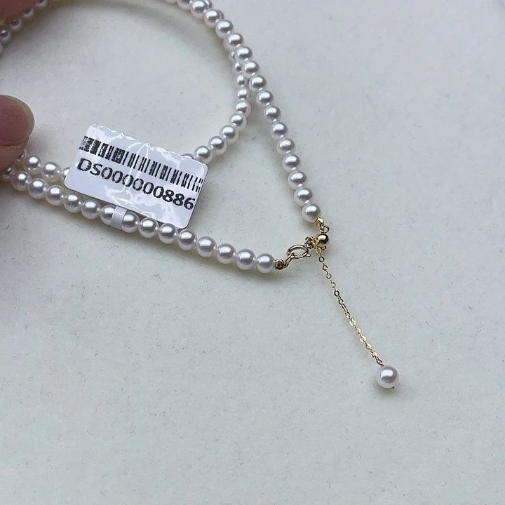 淡水珍珠18K金镶嵌颈饰卡4➕高品极光白炫天女粉毕业级