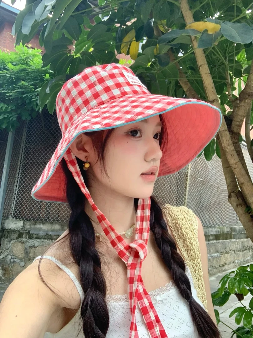高货！Green-是双面戴的！【水果乐园】夏季防晒格子渔夫帽