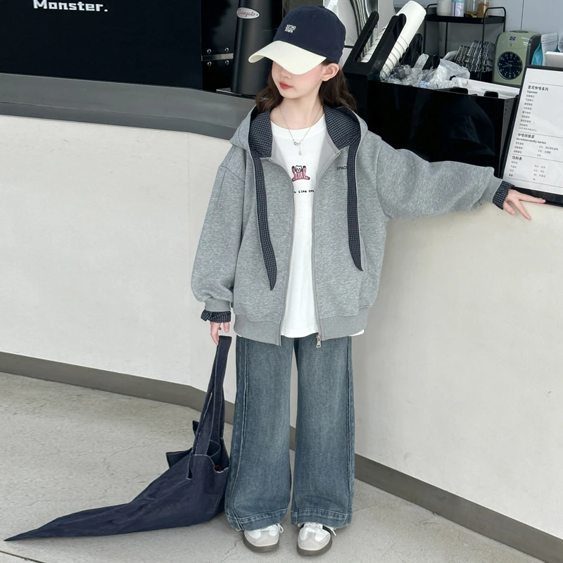 女童外套春秋2025新款儿童棒球服秋装洋气中大童韩系宽松连帽夹克