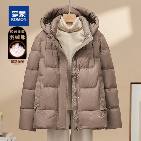 罗蒙2025新款妈妈装羽绒服女秋冬上衣中老年女装短款奶奶冬装外套