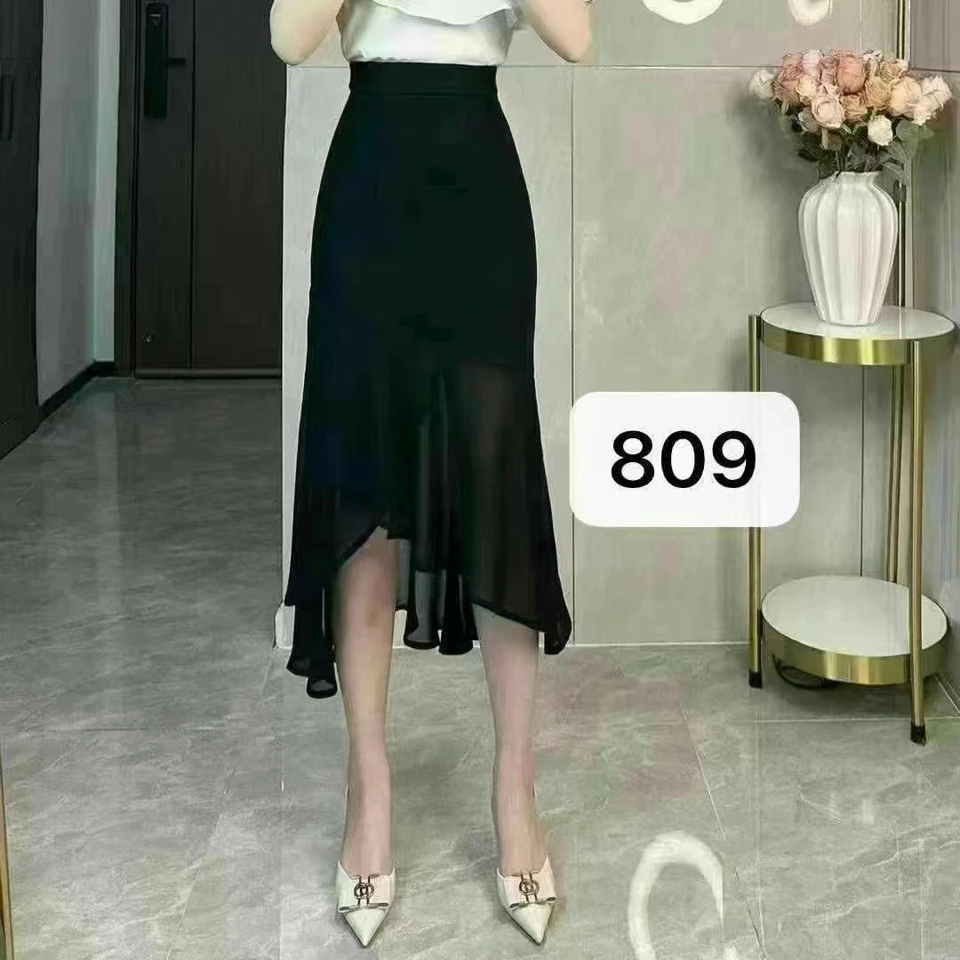 【相老板】精选新品-809-夏季拼接雪纺鱼尾半身裙