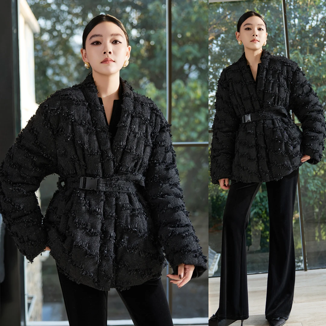 高端轻奢小香风鹅绒服女宽松时尚加厚羽绒服2025冬季新款