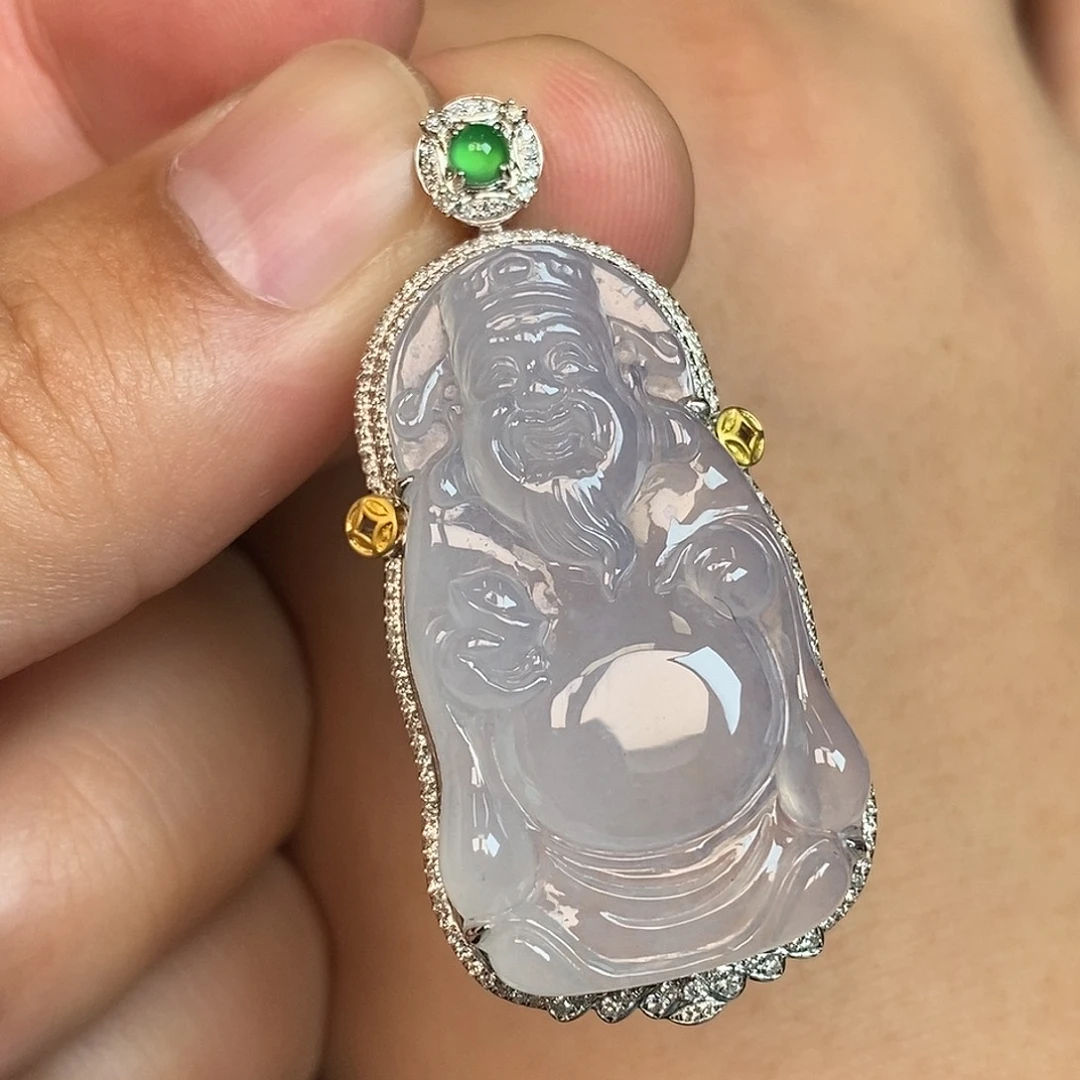 翡翠18K金镶嵌颈饰米爷