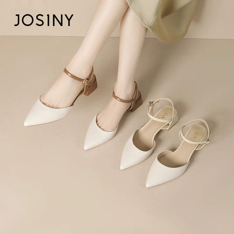 卓诗尼气质优雅时装凉鞋女2025夏季新款法式低跟浅口尖头百搭单鞋