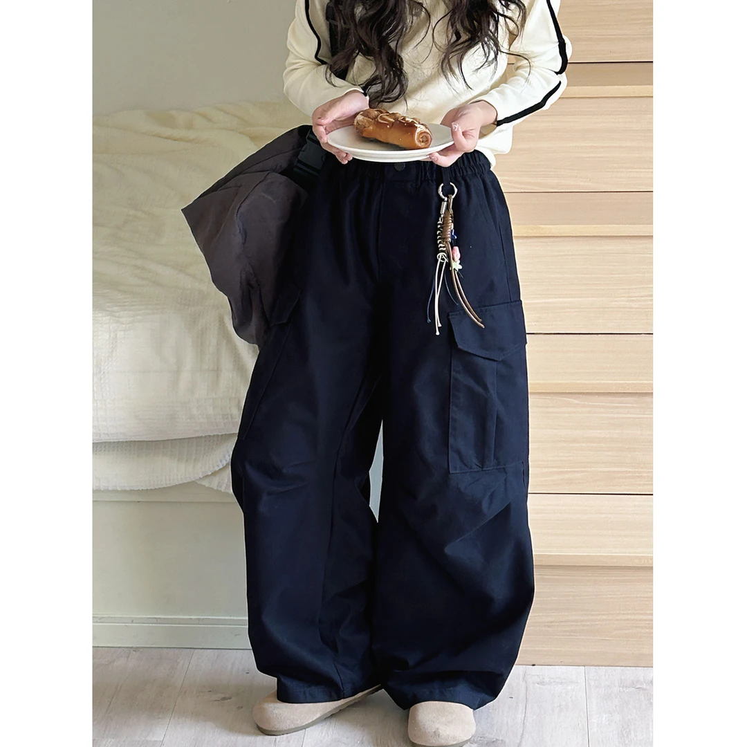 K29643孙小美褶皱女童秋装休闲裤2025新款儿童裤子春秋大童直筒裤