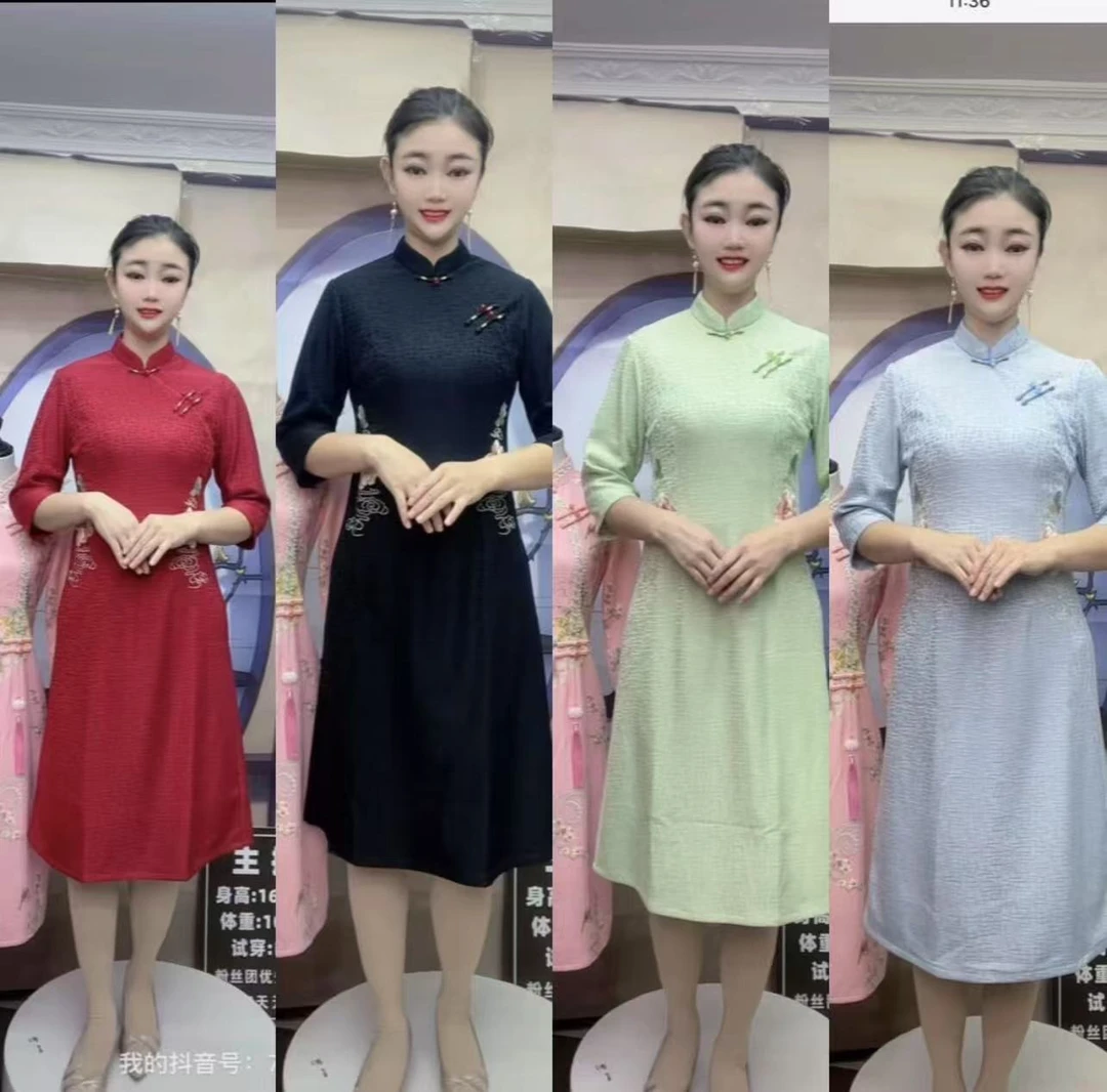 #L定位花-新款时尚气质显瘦夏季印花国风旗袍