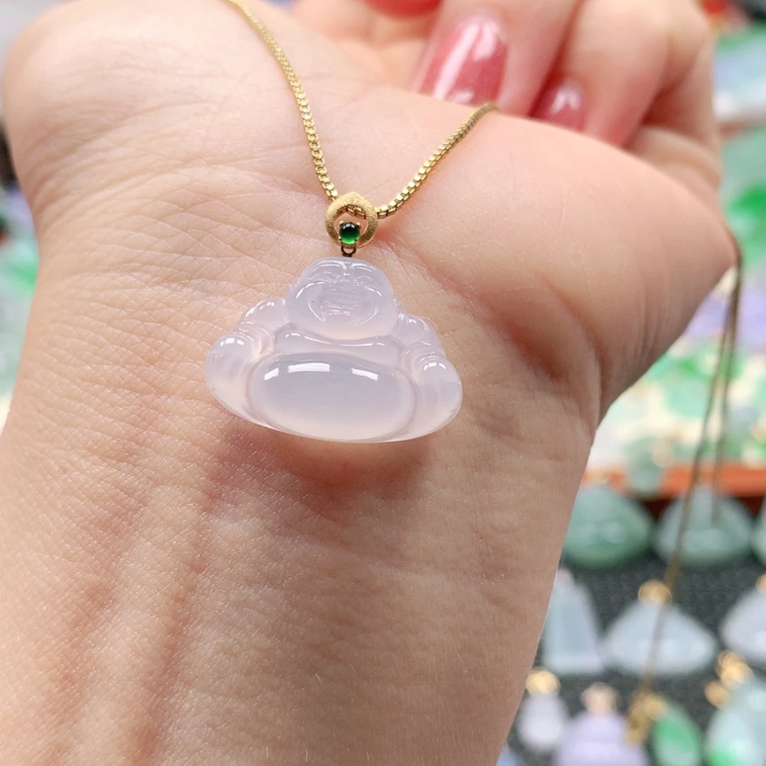 吊坠(不含链)18K金镶嵌翡翠