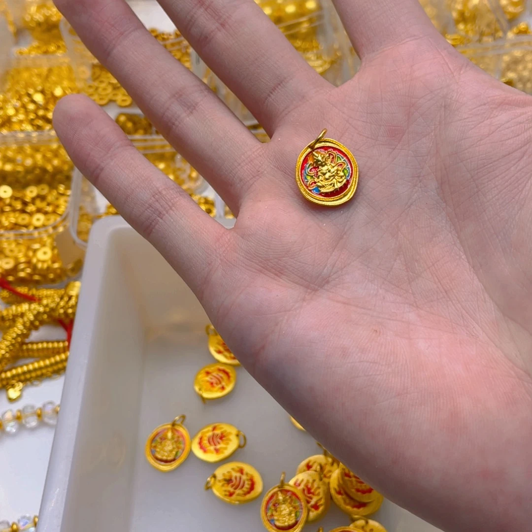 锆石铜合金珐琅彩黄财神1个