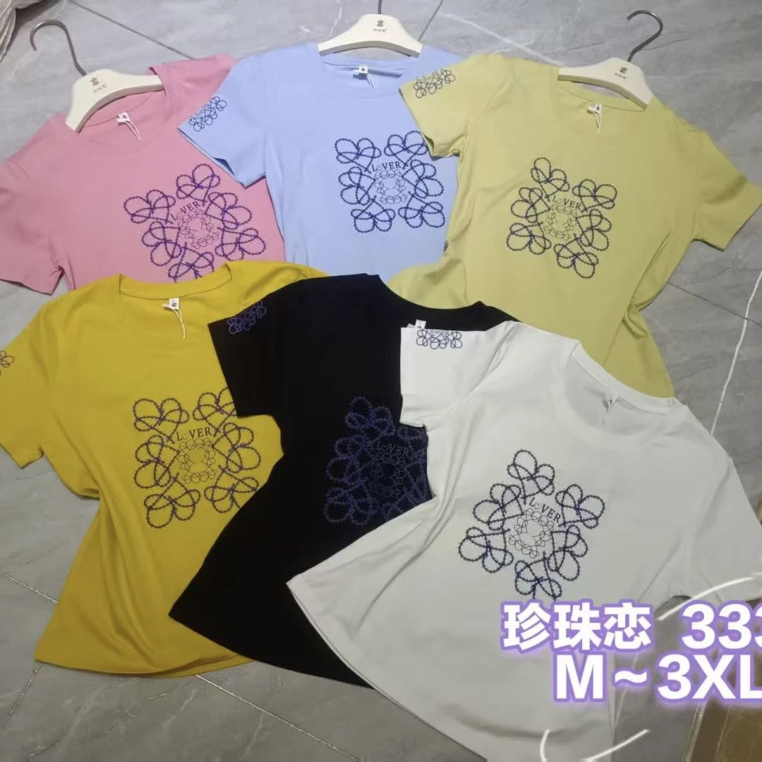 圆领短袖T恤333简约百搭时尚印花上衣