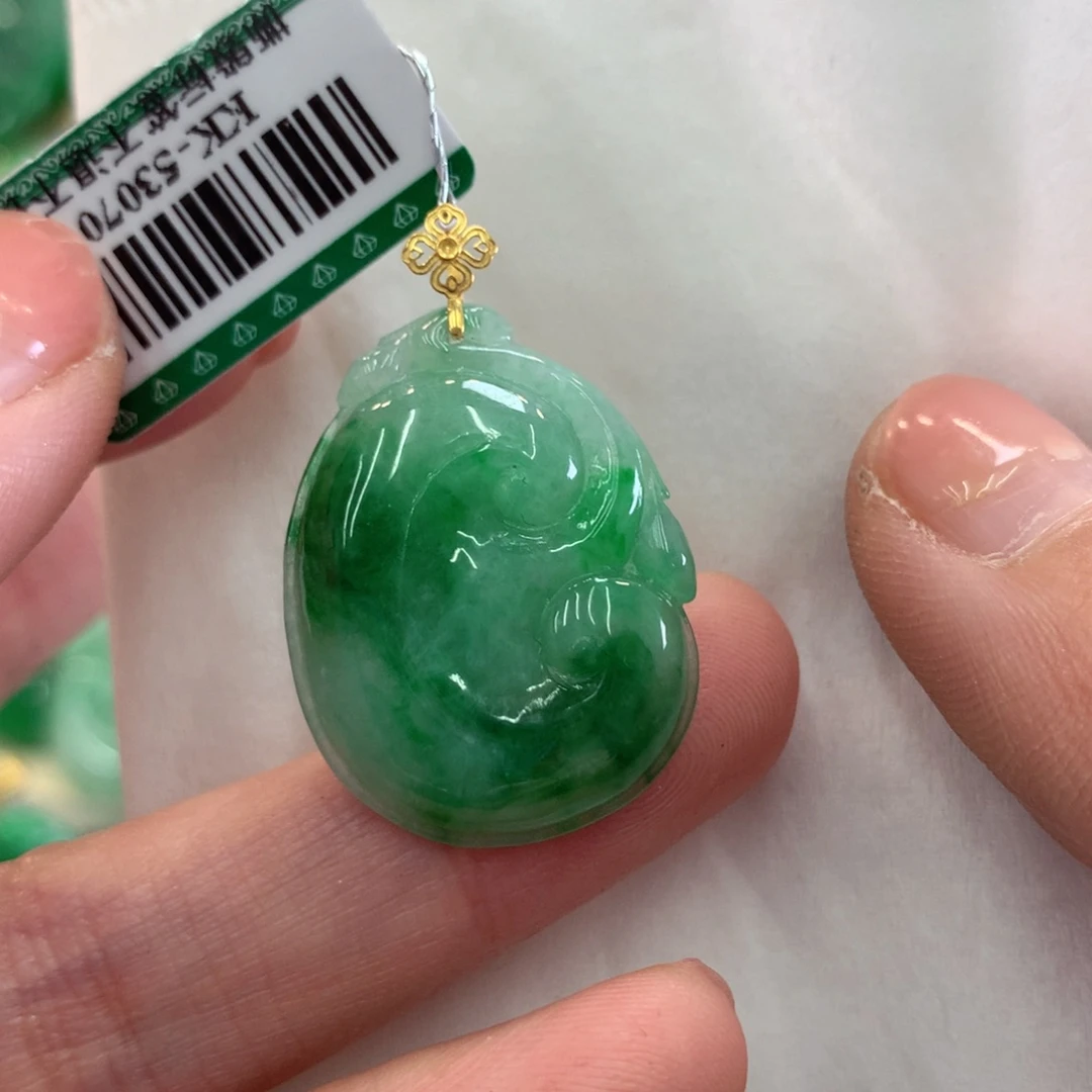 翡翠吊坠(不含链)18K金镶嵌