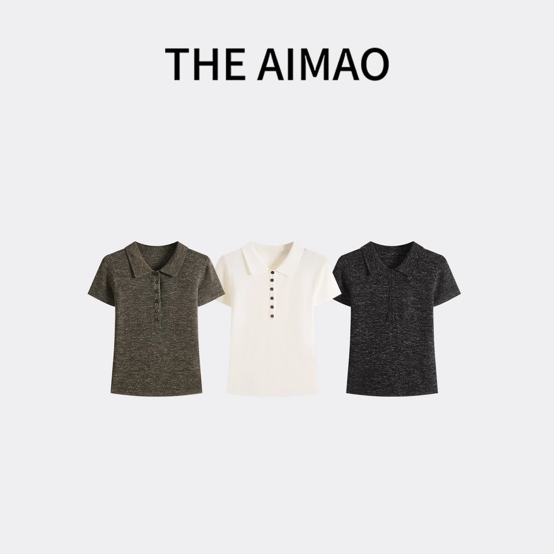 “智性通勤”特种混色花纱亚麻混纺polo领半开襟正肩上衣XYX81880