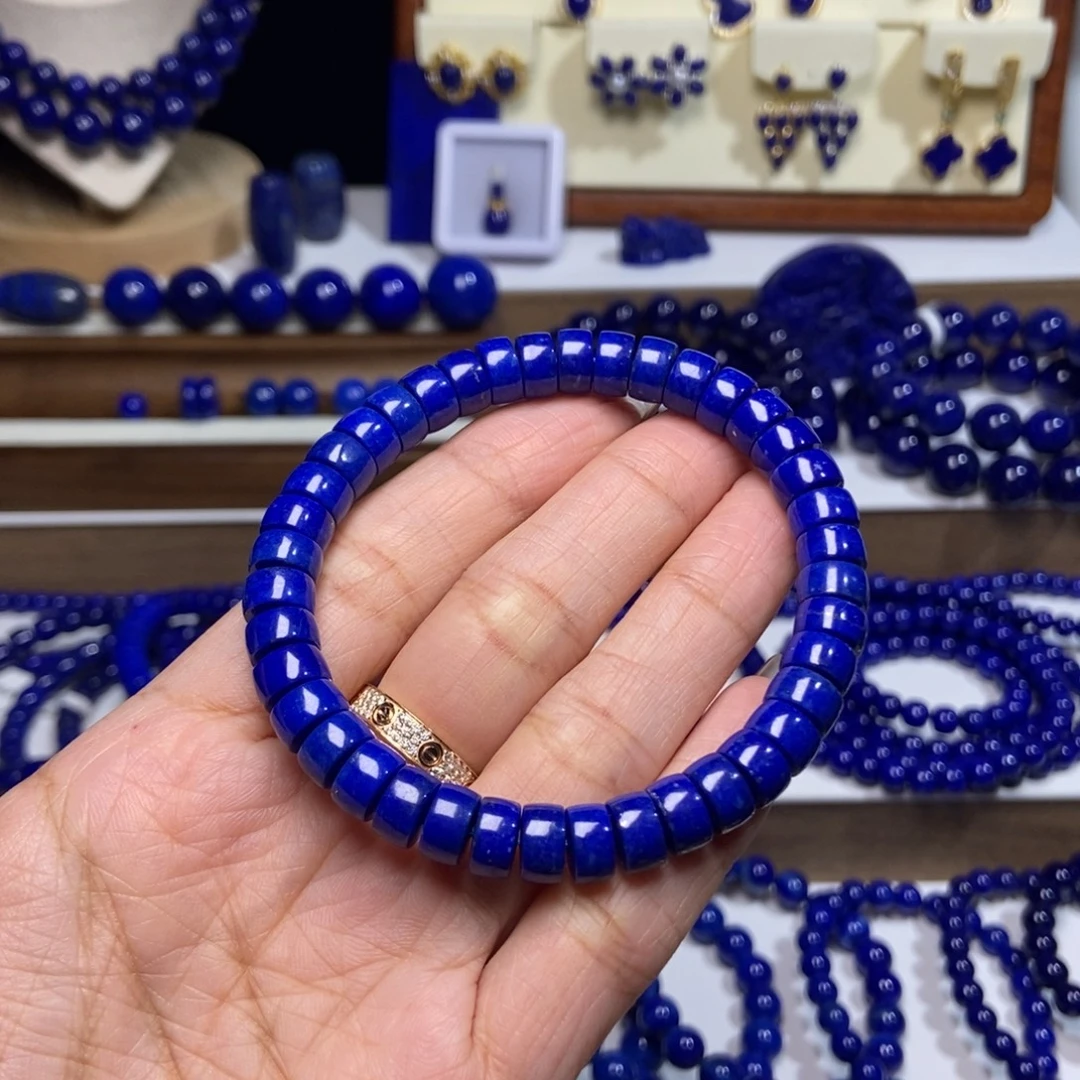 轻***山青金石未镶嵌8mm精工药片手串