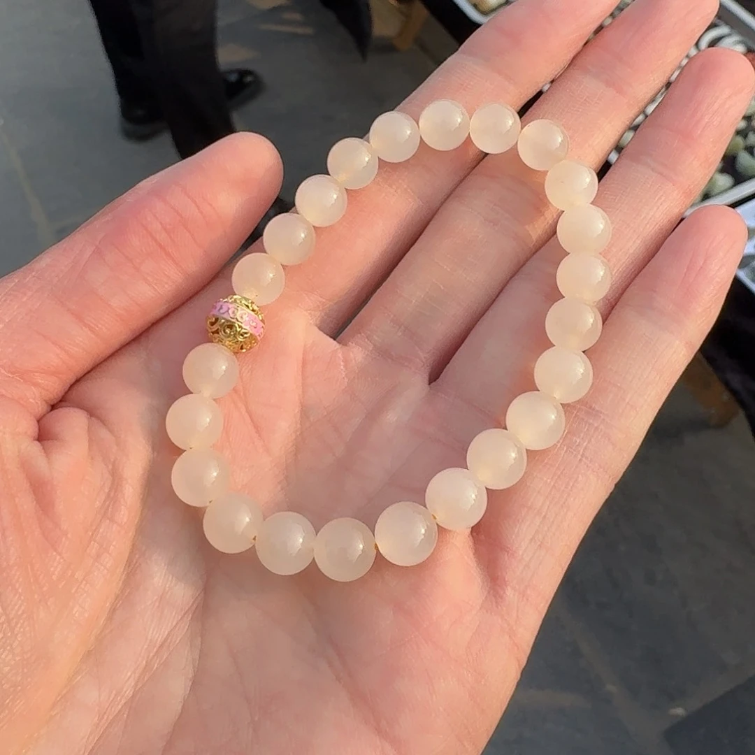 和田玉手串未镶嵌37小杨卡8左右青海料